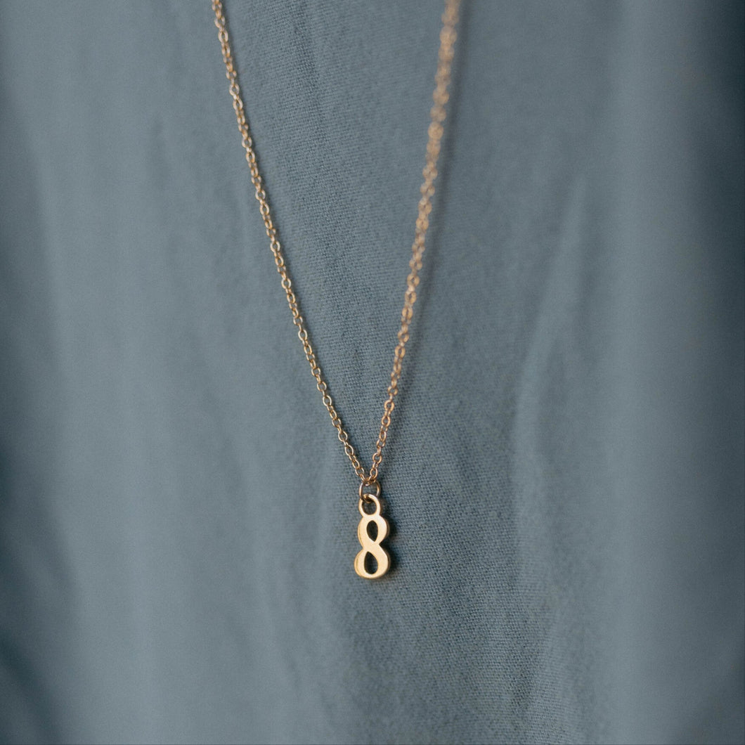 Number Charm Necklace | Solid Gold