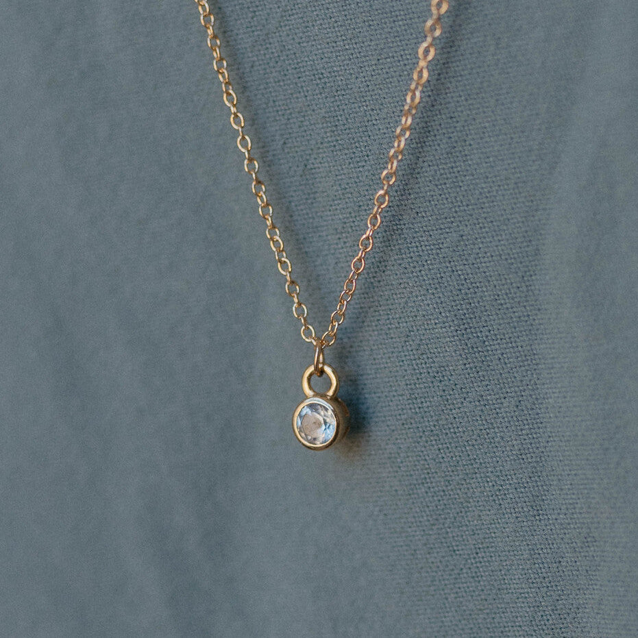 Birthstone Charm Necklace | Solid Gold